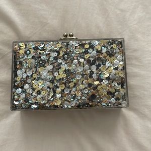 Enamel and sequin evening bag